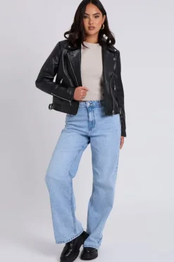 Nessa Black Faux Leather Biker Jacket