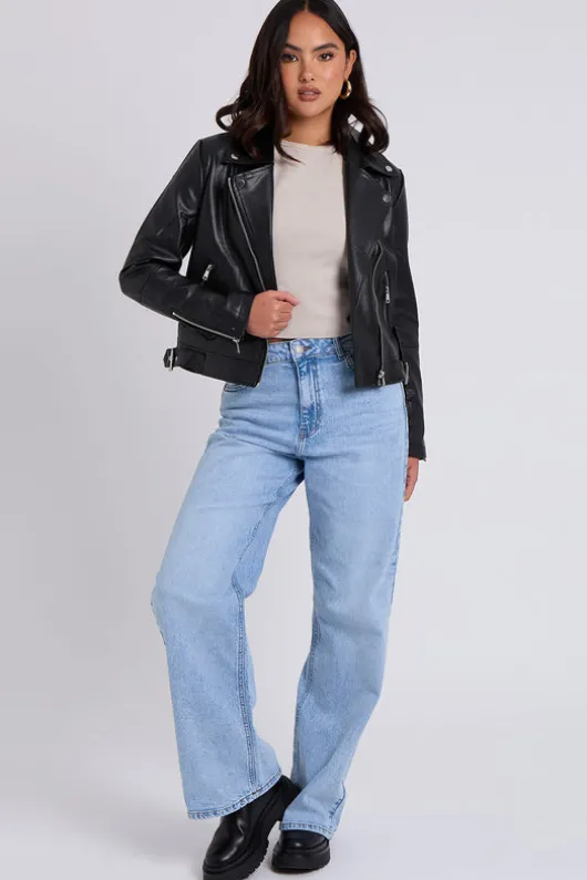 Nessa Black Faux Leather Biker Jacket