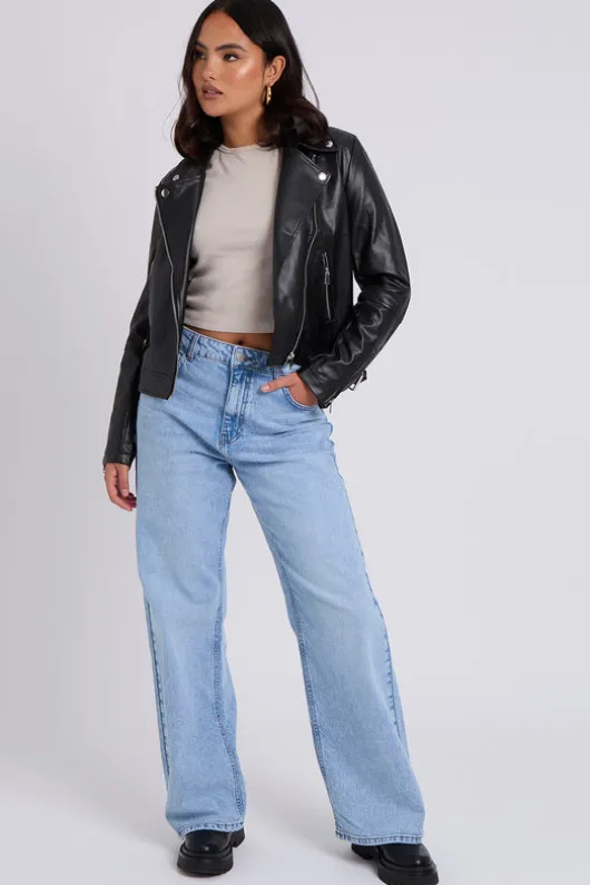 Nessa Black Faux Leather Biker Jacket