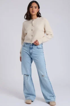 Neutral Floral Button Cropped Cardigan