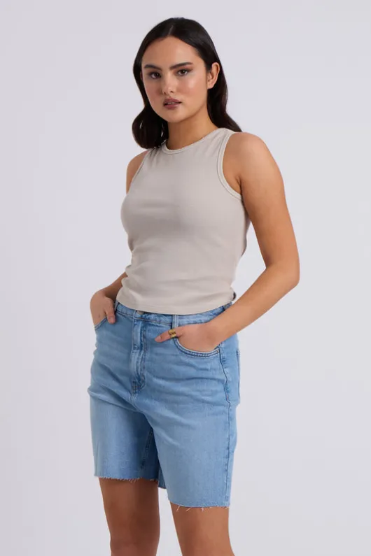 Neutral Washed Ribbed Racer Vest