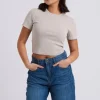 Neutral Washed Ribbed Tee