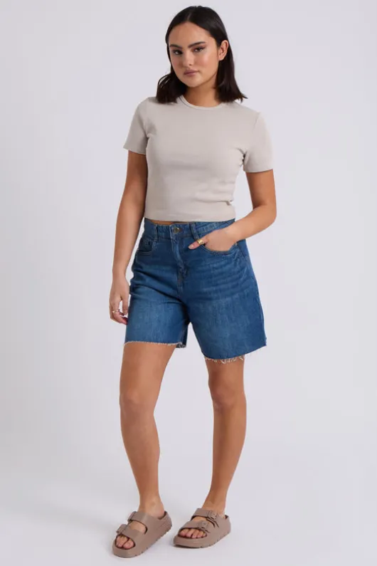 Neutral Washed Ribbed Tee
