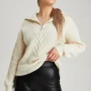 Oatmeal Cable Half Zip Jumper
