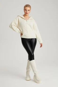 Oatmeal Cable Half Zip Jumper