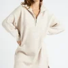 Oatmeal Plain Oversized Half Zip Dress