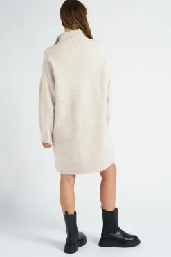 Oatmeal Plain Oversized Half Zip Dress