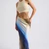 Ombre Bias Cut Maxi Skirt