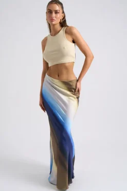 Ombre Bias Cut Maxi Skirt