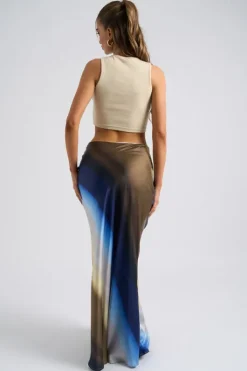 Ombre Bias Cut Maxi Skirt