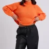 Orange Exposed Seam Roll Neck Jumper