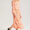 Orange Stencil Floral Smock