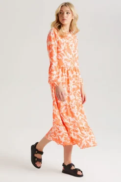 Orange Stencil Floral Smock