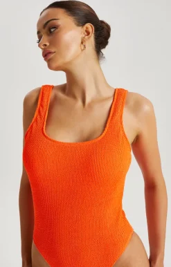 Orange Wave Texture Swimsuit