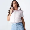 Pink Dogtooth Padded Gilet