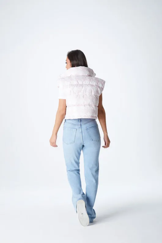 Pink Dogtooth Padded Gilet