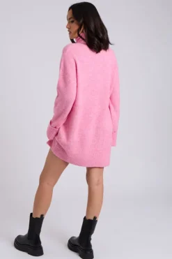 Pink Mini Roll Neck Dress