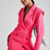 Pink Power Shoulder Blazer Dress