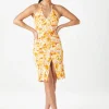 Porta Halter Ruched Slip Dress