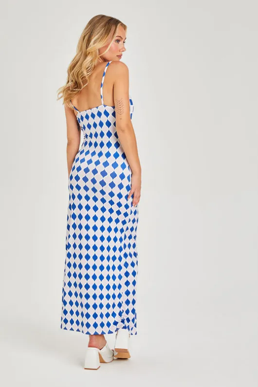 Printed Ruched Midi Dress