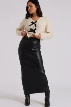 PU Split Back Skirt