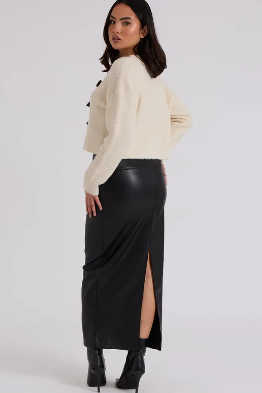 PU Split Back Skirt