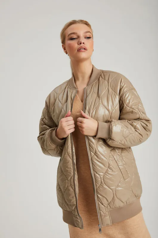 Quilted Longline Bomber