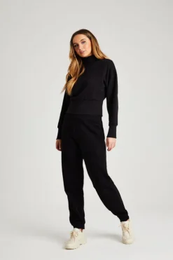 Recycled Amerie Black Waist Detail High Neck Sweater
