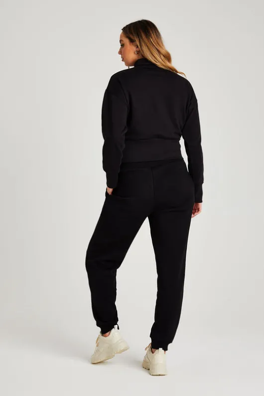 Recycled Amerie Black Waist Detail High Neck Sweater