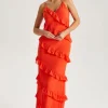 Red Ruffle Maxi Dress