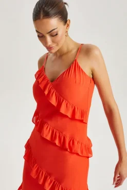 Red Ruffle Maxi Dress