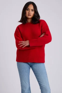 Red Wool Blend Crew Neck Jumper