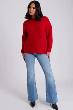 Red Wool Blend Crew Neck Jumper