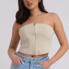 Rib Zip Up Corset Top