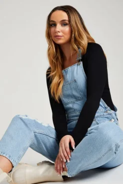 Ripped Long Dungaree