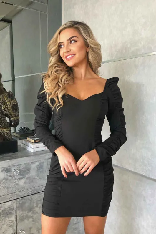 Ruche Sleeve Dress