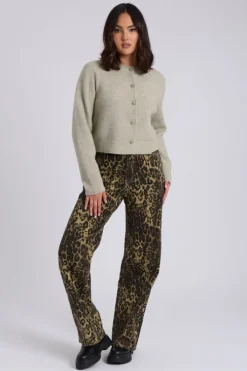 Sage Floral Button Cropped Cardigan