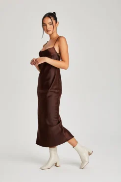 Satin Underbust Midi Dress