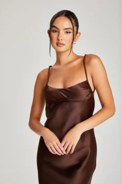 Satin Underbust Midi Dress