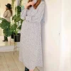 Shoulder Pad High Neck Midi Dress