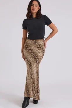 Snake Bias Cut Maxi Skirt