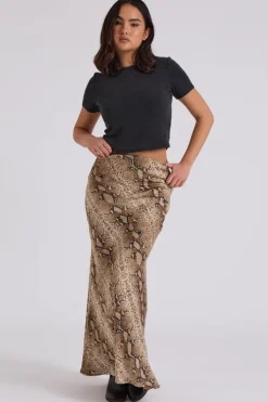 Snake Bias Cut Maxi Skirt
