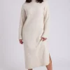 Stand Neck Dress Ribbed
