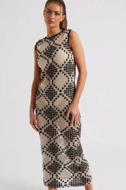 Stitchy Mono Racer Maxi Dress