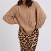 Stone Cable Crew Neck Jumper