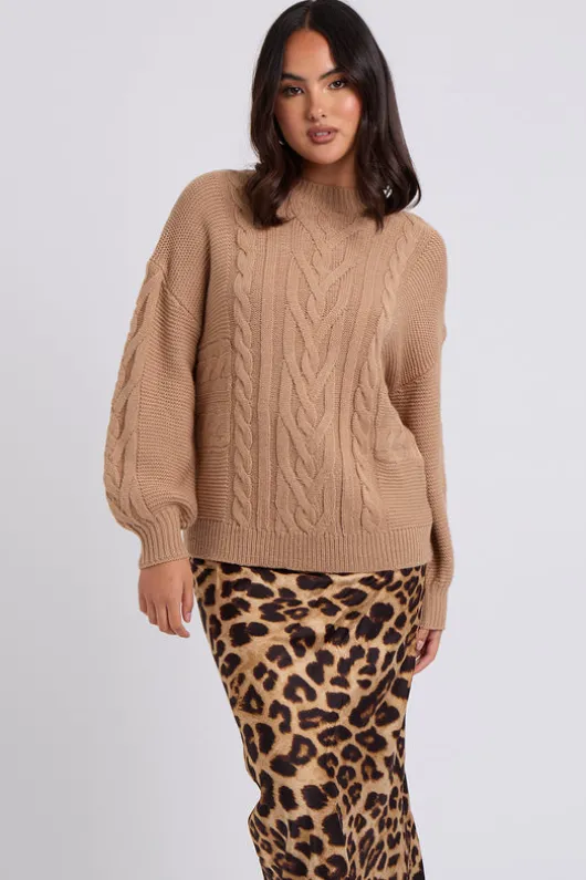 Stone Cable Crew Neck Jumper
