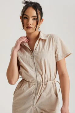 Stone Daniel Parachute Zip Through Jumpsuit | Urban Bliss clothing