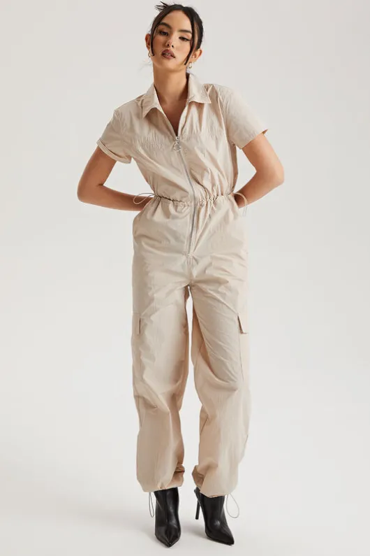 Stone Daniel Parachute Zip Through Jumpsuit | Urban Bliss clothing