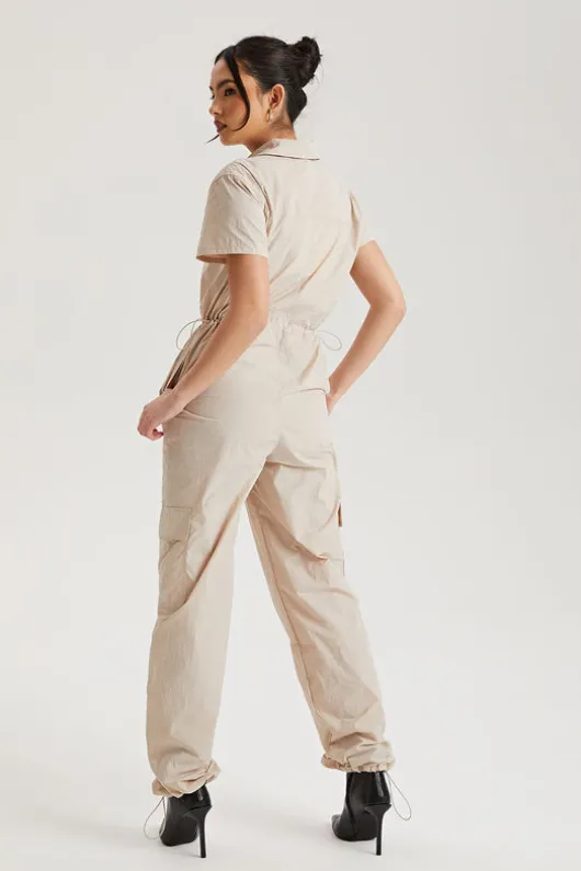 Stone Daniel Parachute Zip Through Jumpsuit | Urban Bliss clothing