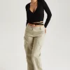 Stone Formal Wide Leg Cargo Trouser